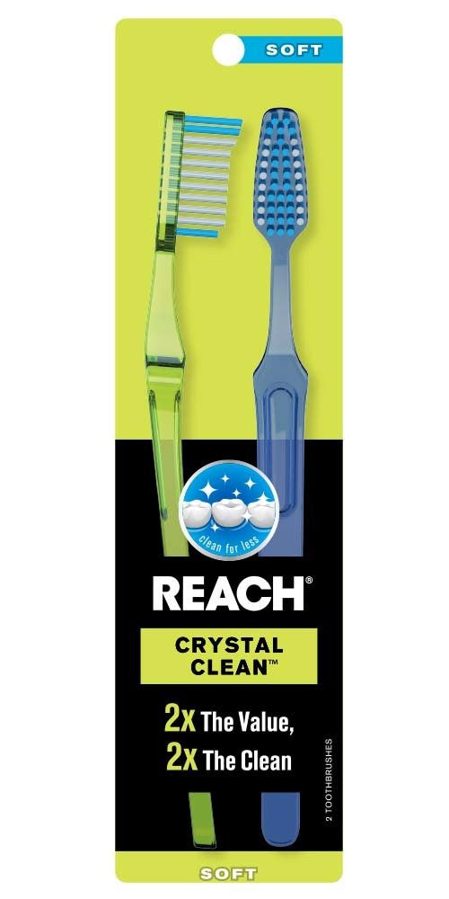 Reach Crystal Clean Soft Value Pack Adult Toothbrushes Assorted Colors, 2 Ea